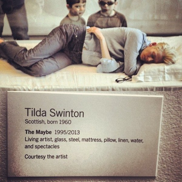 蒂妲絲雲頓在博物館「睡午覺」都能被當成藝術品展出 ，網友佩服：她活著就是藝術！