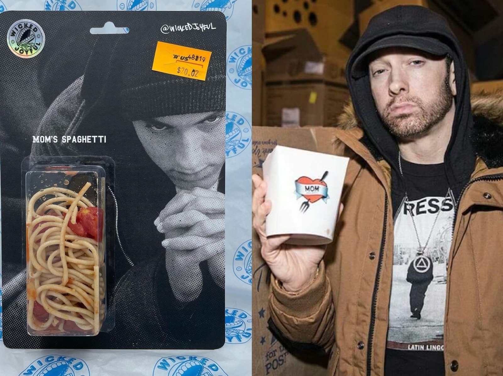 阿姆出現趣味商品「媽媽的義大利麵條」，歌迷笑：Eminem 本人吐出來的嗎？