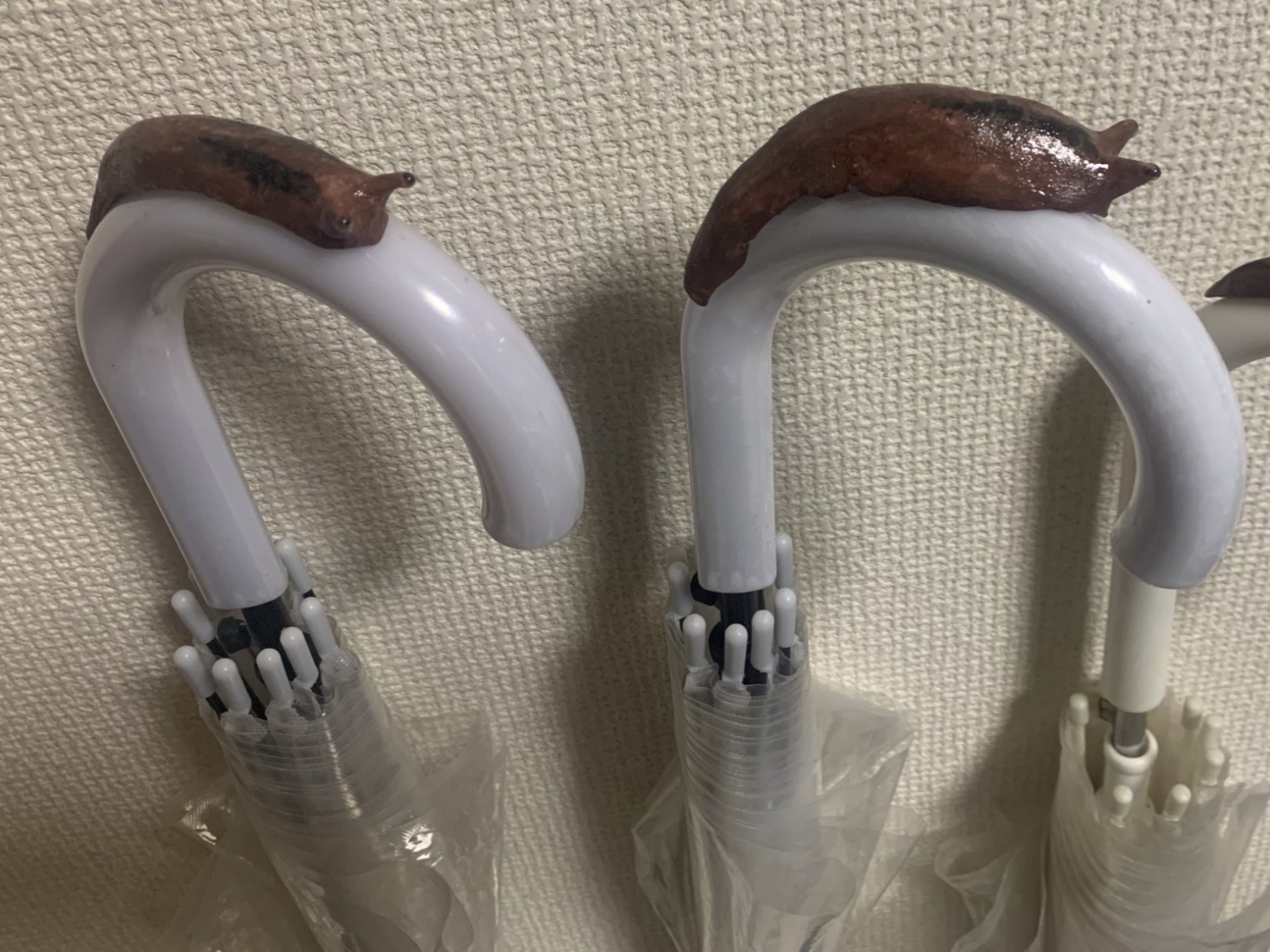 日本網友發明超獵奇「蛞蝓造型」的「雨傘防盜器」，不只外型逼真連觸感都神還原！