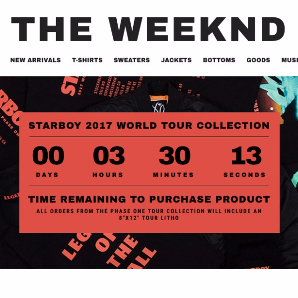 威肯 THE WEEKND 推出限量商品，官方網站只開賣 96 小時！