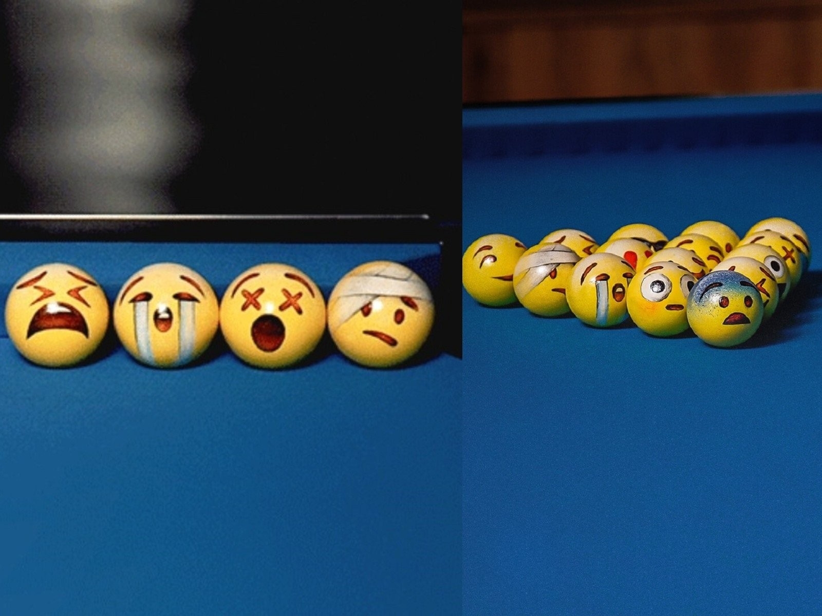 莫名想敗！國外設計師自製一整套「表情符號撞球」，每顆球都情緒濃厚太搞笑～