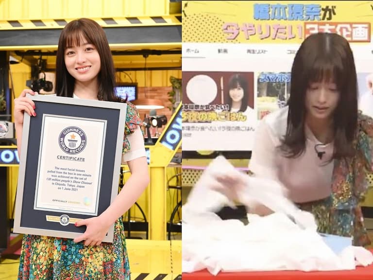 橋本環奈「單手 1 分鐘能抽出最多衛生紙」獲金氏世界紀錄認證!