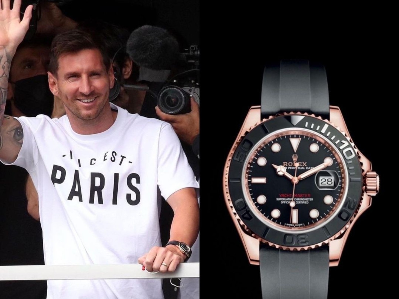 球王梅西手戴「近百萬勞力士腕錶」飛抵法國，加盟巴黎聖日爾曼組成三巨頭！