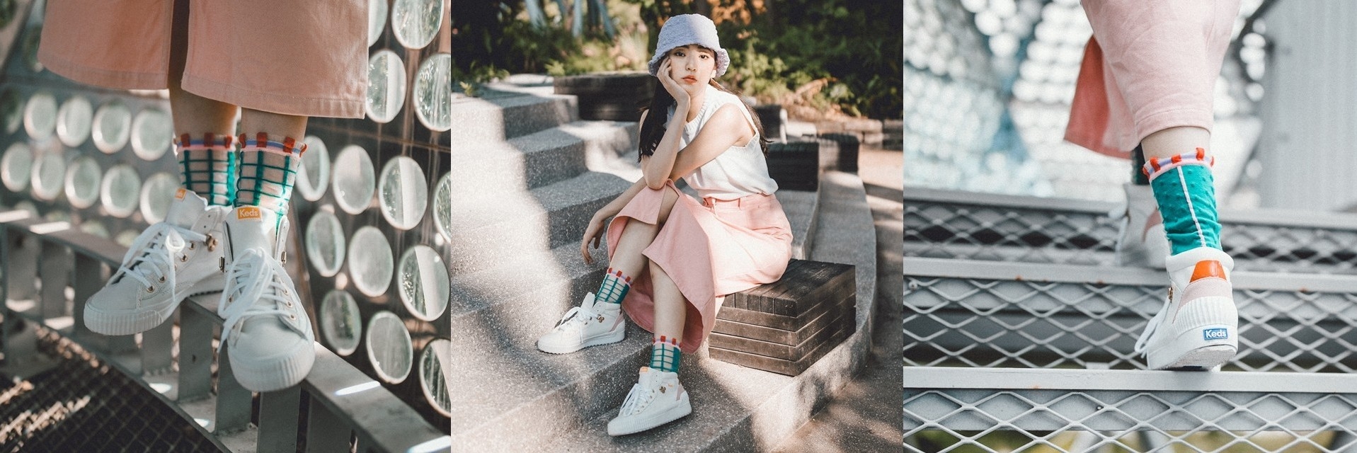 女星私著常客 Keds 小白鞋新款登場！簡愷蒂 IG 曬照示範「厚底小白鞋這樣搭就、很、潮！」