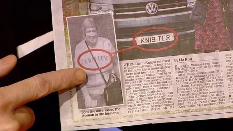 婦女的穿著 KNITTER 短 Tee，卻害 200 公里外的車主因車牌 KN19TER 吃罰單引起討論