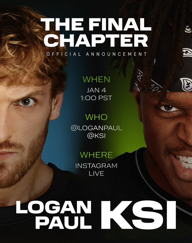 Logan Paul 公告將和英國網紅 KSI 迎來第三次「會面」，整個宣傳貼文看起來更像「拳賽對戰」讓不少粉絲期待