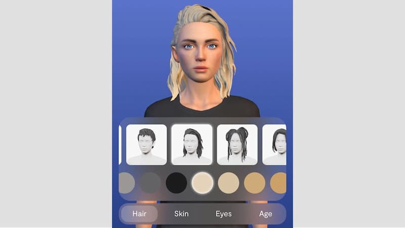 人工智慧聊天機器人 APP「Replika」可以選擇其性別、髮型、頭髮顏色和種族。