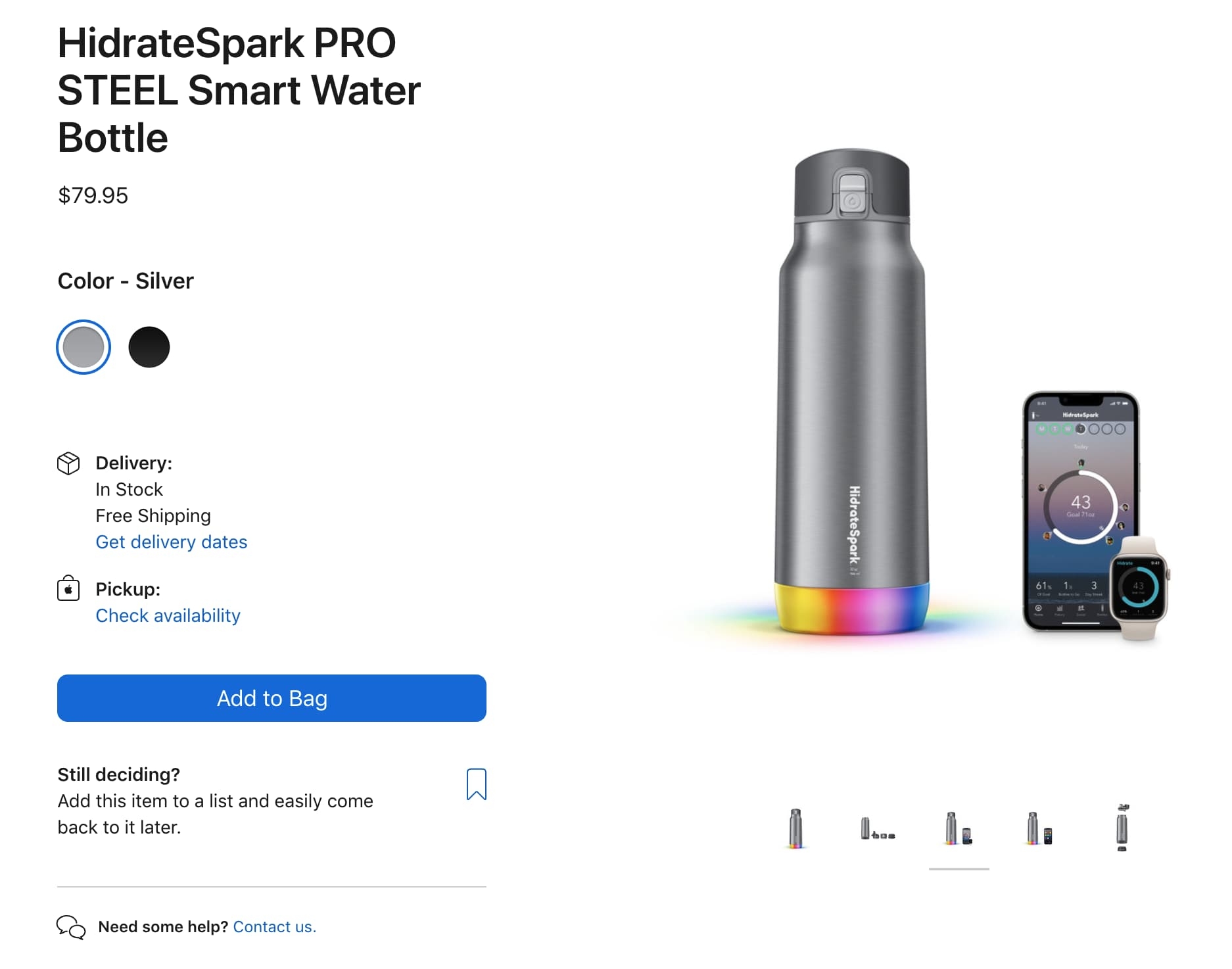 Apple HidrateSpark STEEL 「智慧保溫水瓶」