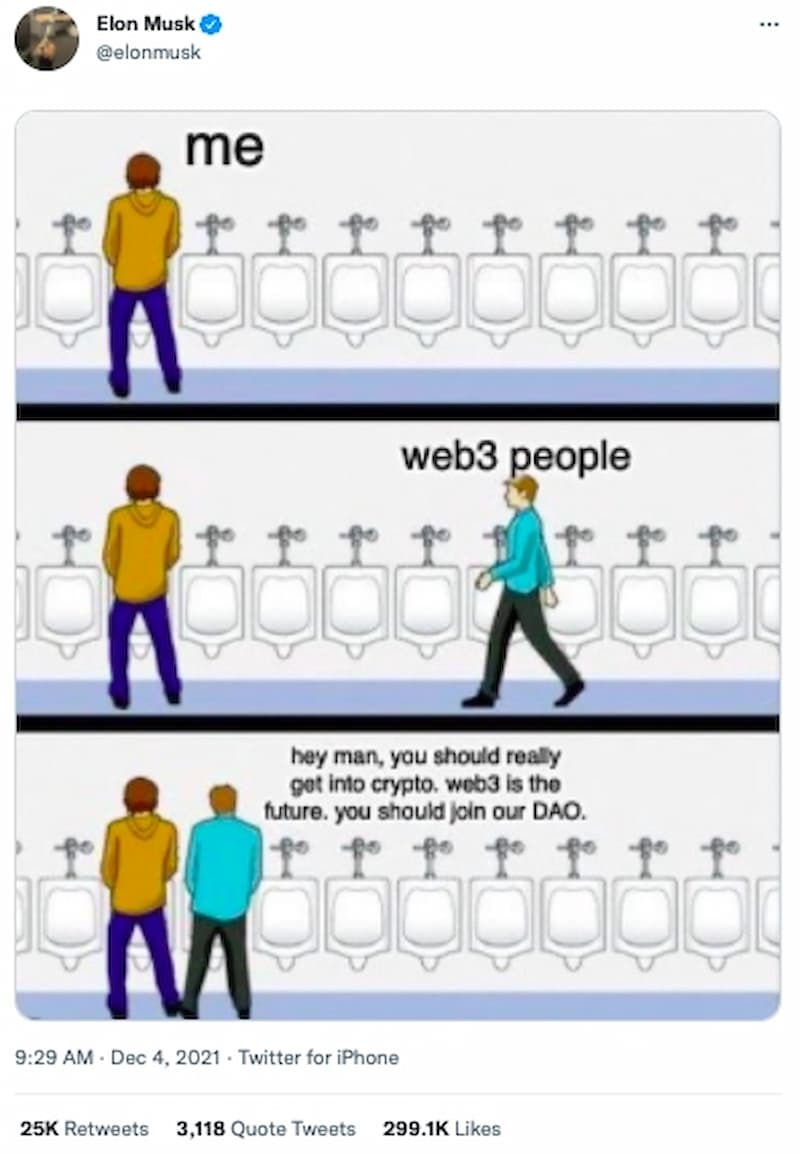 馬斯克曾以「廁所禮儀」來嘲笑許多人宣揚 Web 3.0