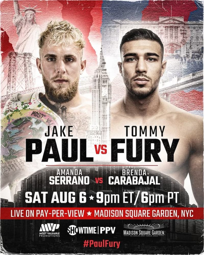 Jake Paul 與 Tommy Fury 將在八月初開戰，兩人目前都處在不敗戰績