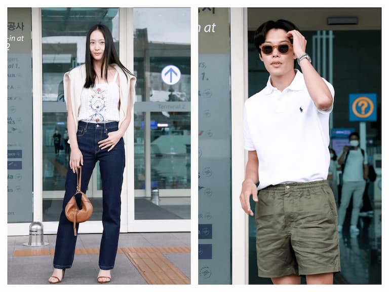 韓國女星Krystal鄭秀晶及人氣男星柳俊烈身著Polo Ralph Lauren現身仁川國際機場