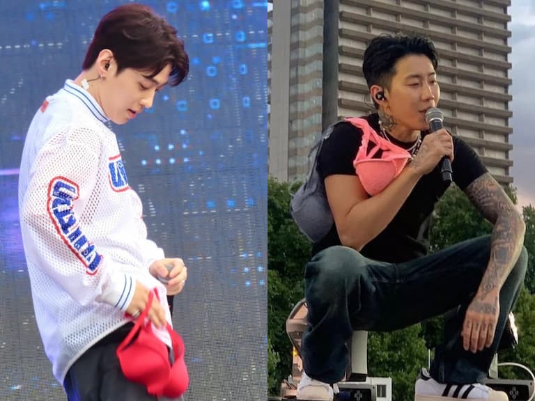 AOMG 登英國表演帥到女粉把持不住狂扔內衣上台!饒舌歌手 GRAY 不慎「被內衣勾住衣服」意外掀笑料!