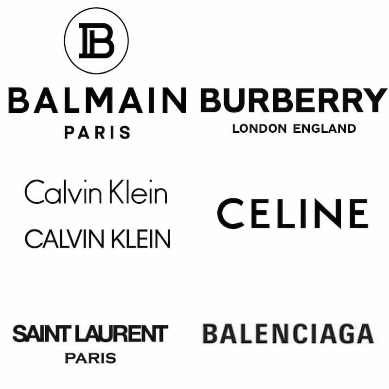 Balmain,Calvin Klein,Burberry,YSL,Balenciaga