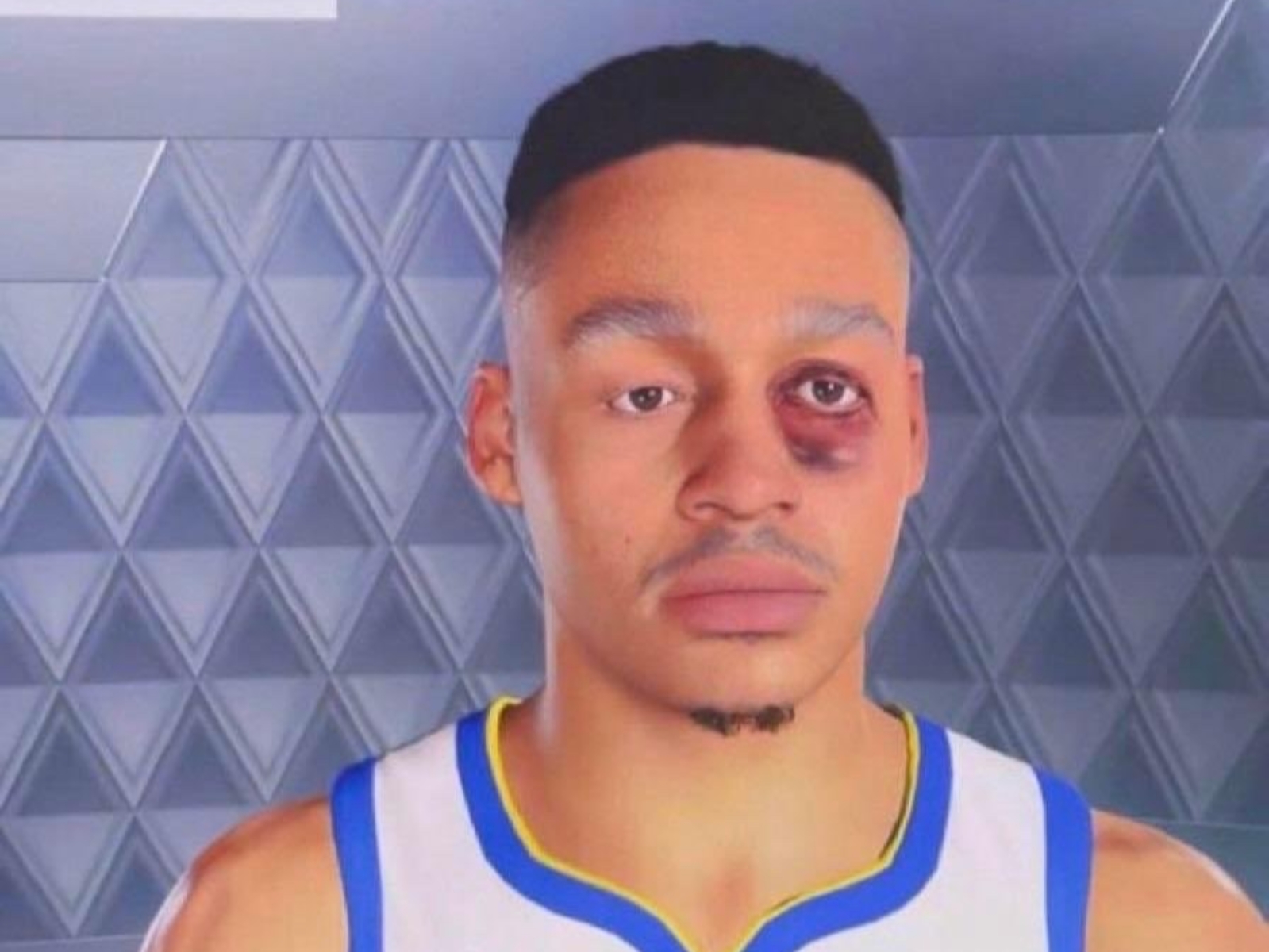 NBA／勇士球星 Poole 最新「2K 角色模組」曝光，左眼「腫超大一包」讓網友笑爛！