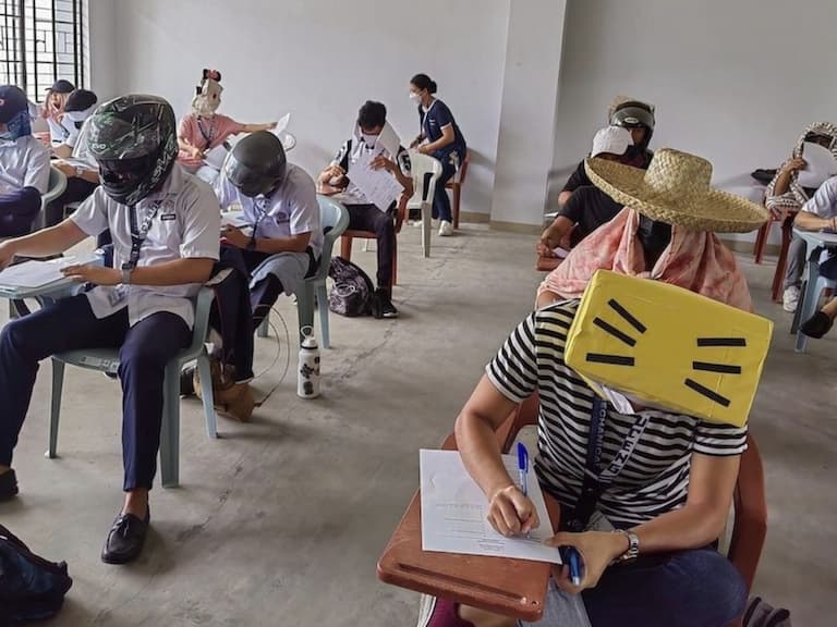 菲律賓大學為防止學生作弊，製作「雞蛋盒防窺帽」爆紅！