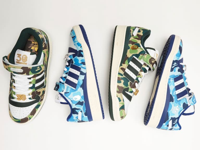 BAPE x adidas Originals FORUM 84 Low 聯名正式發售,經典迷彩直接包色!