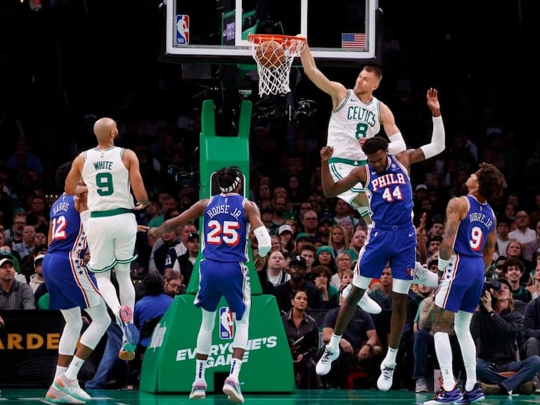 NBA／Kristaps Porzingis「空中接力單手暴扣」超秀，塞爾提克擊敗 76 人取得熱身賽首勝！