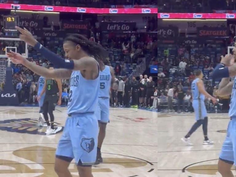 NBA/Ja Morant 灌籃太嗨做出「掏槍」慶祝動作,下一秒意識不妥趕緊收回!