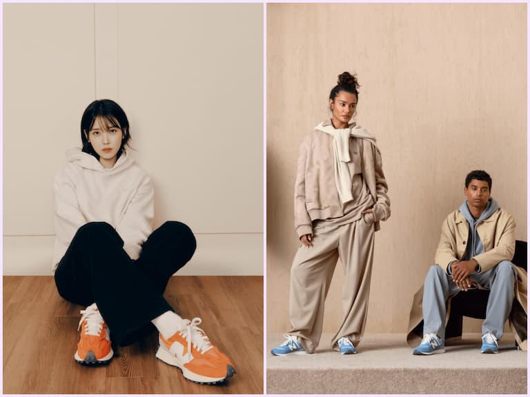 New Balance 人氣鞋履 327 & 經典鞋款574釋出春日新色，IU化身鄰家少女風格，演繹春日慵懶感
