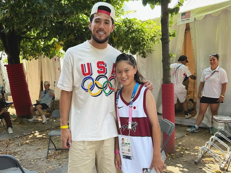 巴黎奧運／14 歲「日本滑板神童」小野寺吟雲與 Devin Booker 相見歡！賽前中暑無緣晉級決賽！