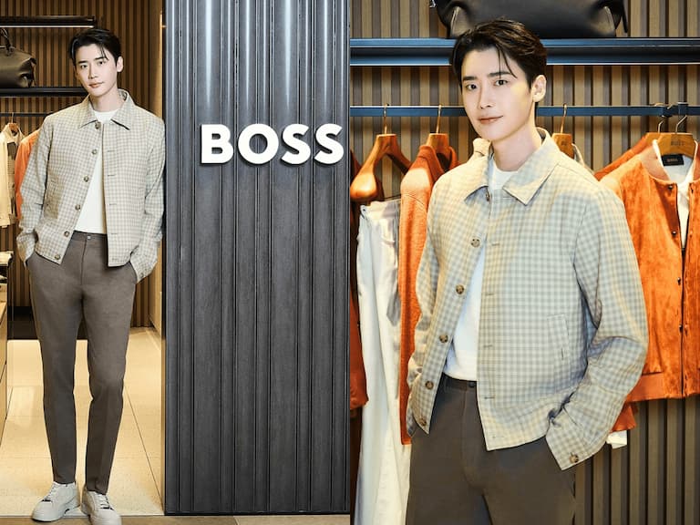 人氣韓星李鐘碩現身 BOSS 新世界江南店，親身演繹2025春季時尚優雅風範！