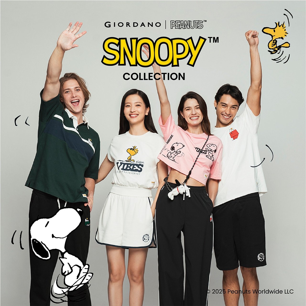 GIORDANO | PEANUTS 75週年限定 !SNOOPY 系列打造今夏學院風,復古潮感與童年回憶一次穿上身!
