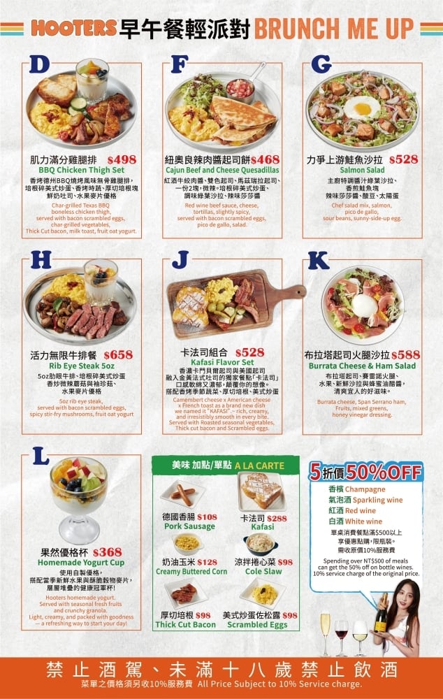 Hooters 慶城店領先全球推出「早午餐」系列!菜單、價格、訂位資訊⋯一次看!