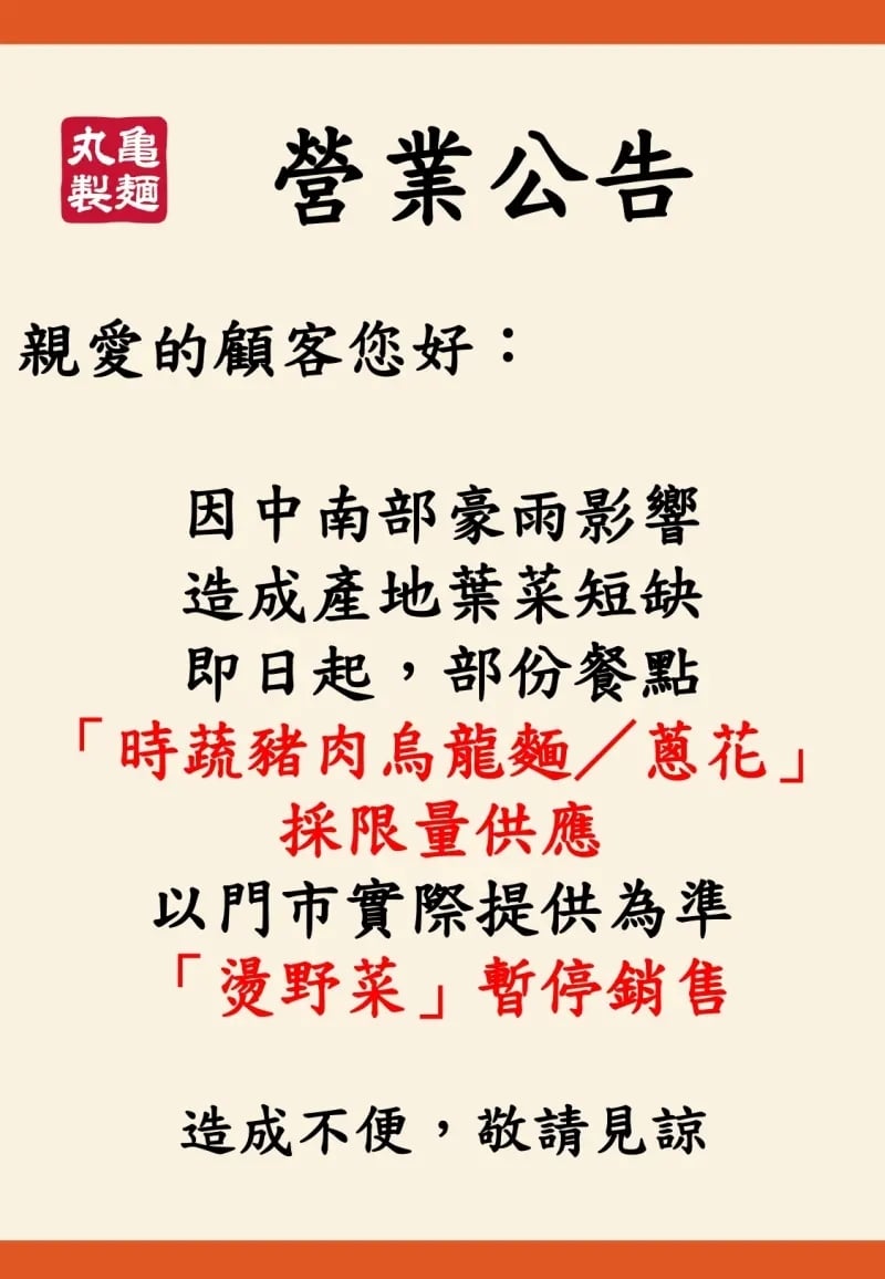 丸龜製麵「蔥花無限加」取消!一票饕客崩潰:「拜託快點恢復!」