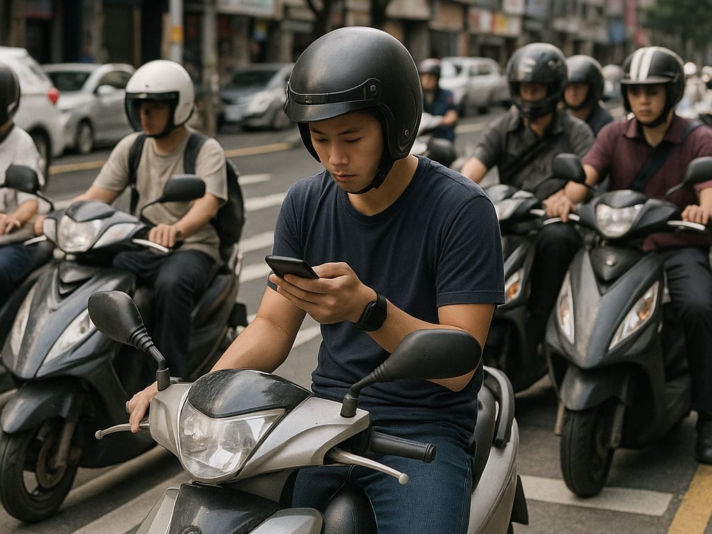 騎車滑手機罰多少？機車騎士停路邊看導航「忘熄火」遭罰 1000 元！