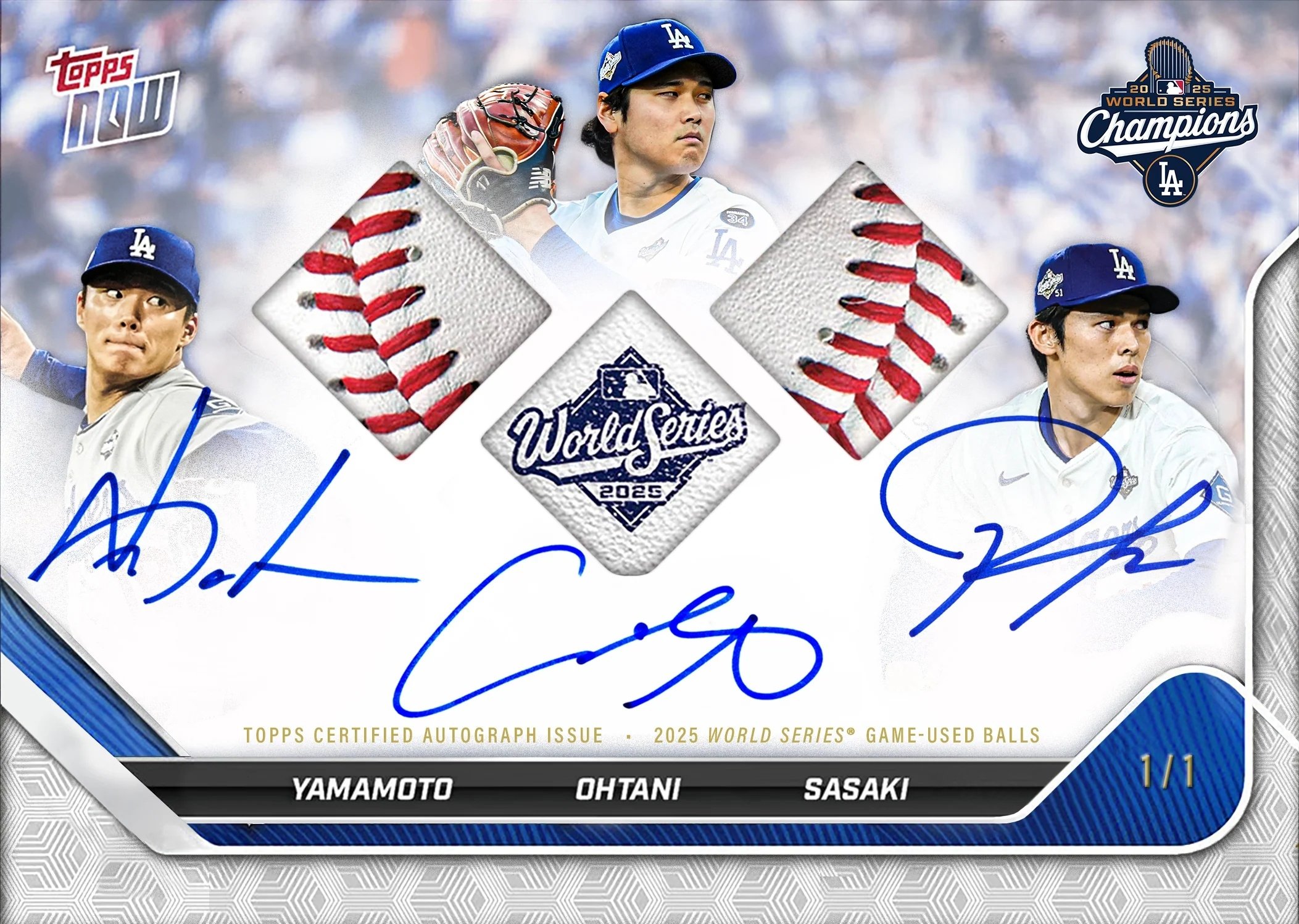 Topps 推出全球唯一「道奇日本三本柱」親簽球員卡！慶祝世界大賽二連霸價值非凡！