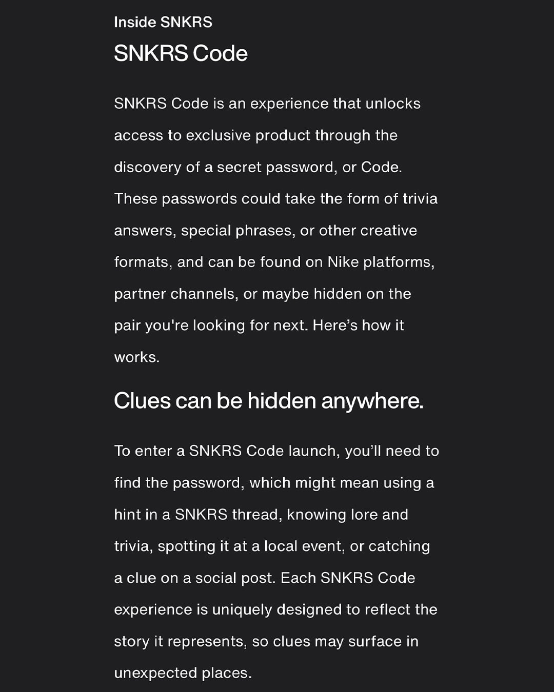 Nike 推出 SNKRS Code 密碼解鎖機制!限量球鞋化身互動尋寶遊戲