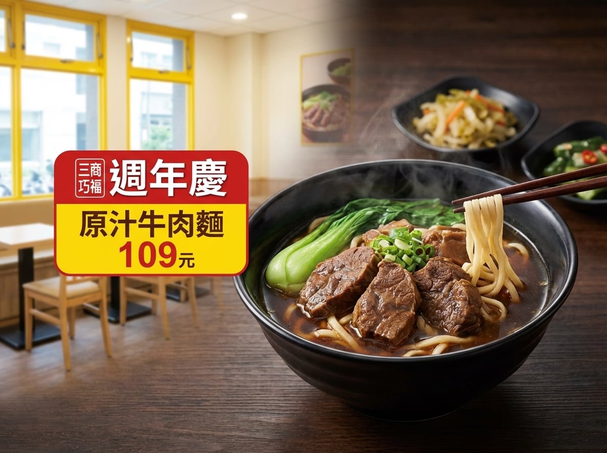 三商巧福牛肉麵109元連9天！身分證中「3375」免費吃一碗