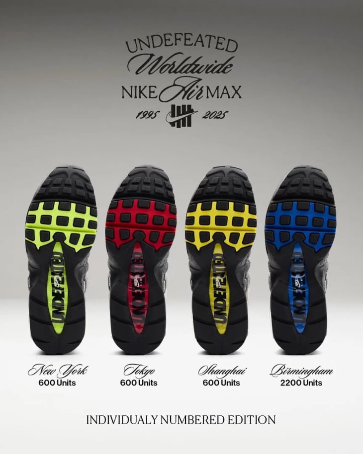 UNDEFEATED x Nike Air Max 95 全新聯名無預警登場!Neon 等 4 款城市限定配色太燒!