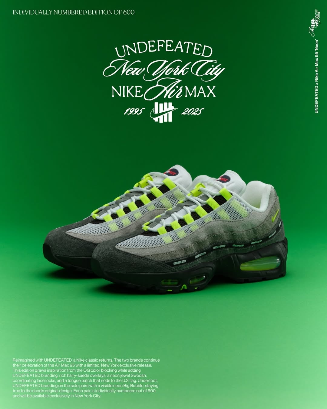 UNDEFEATED x Nike Air Max 95 全新聯名無預警登場!Neon 等 4 款城市限定配色太燒!