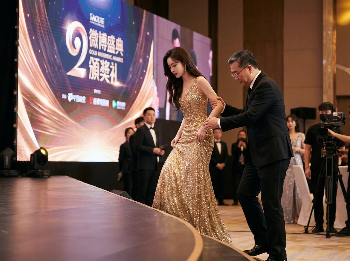 孟子義星光大賞摔倒成神圖！連續3年跌倒成玄學 網友：預言新劇爆紅