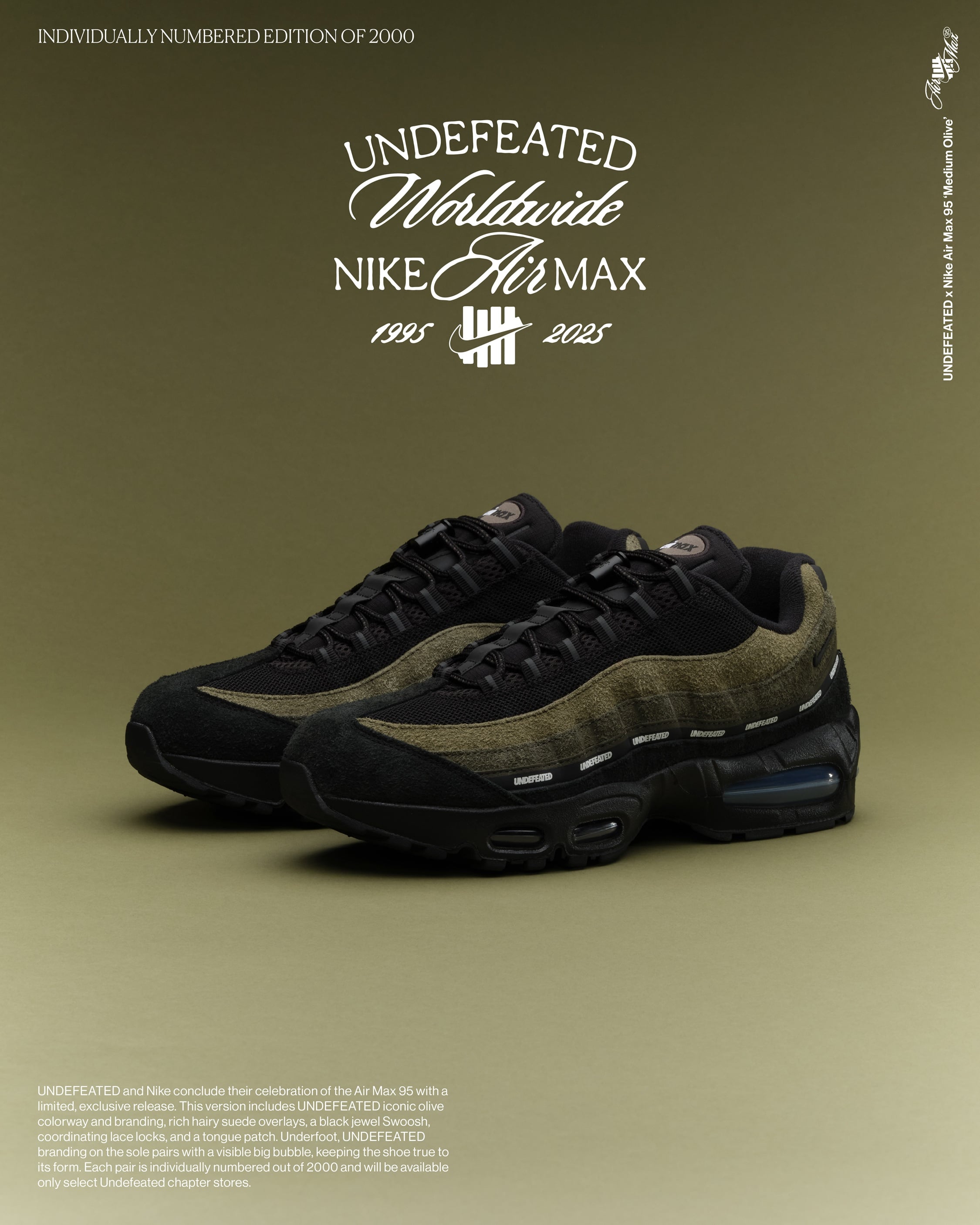 UNDEFEATED × Nike Air Max 95「Medium Olive」台灣發售情報公開！限量 2000 雙的年末大魔王！