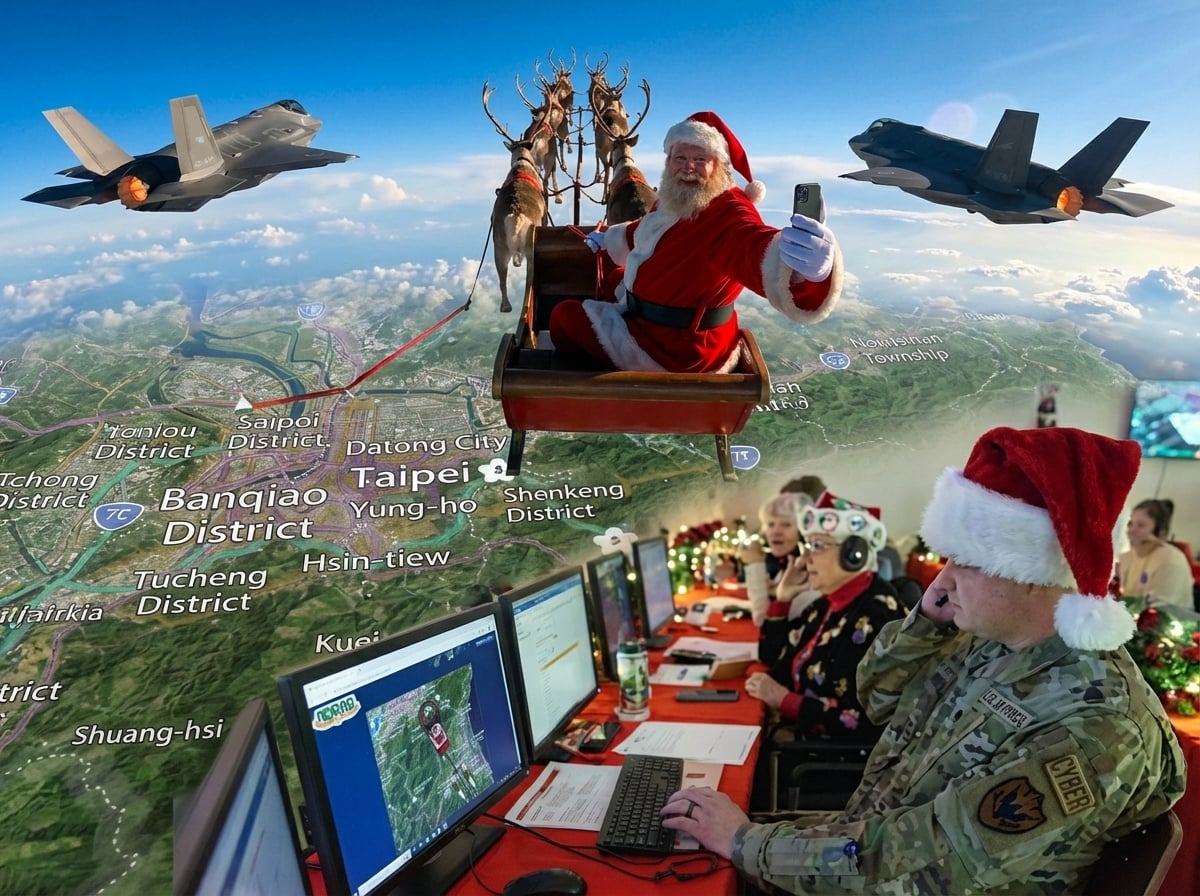 聖誕老人飛越台灣上空 國防部曝43億份禮物送禮照：國軍全程掌握