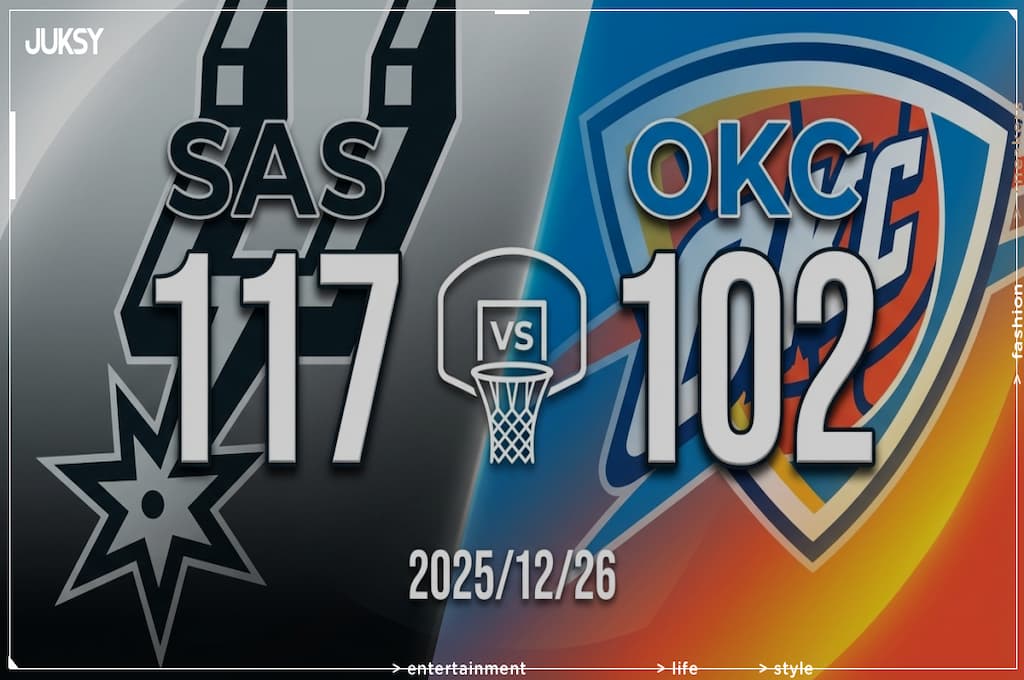 [2025/12/26 馬刺 @ 雷霆] Fox狂砍29分領軍 馬刺客場15分大勝雷霆