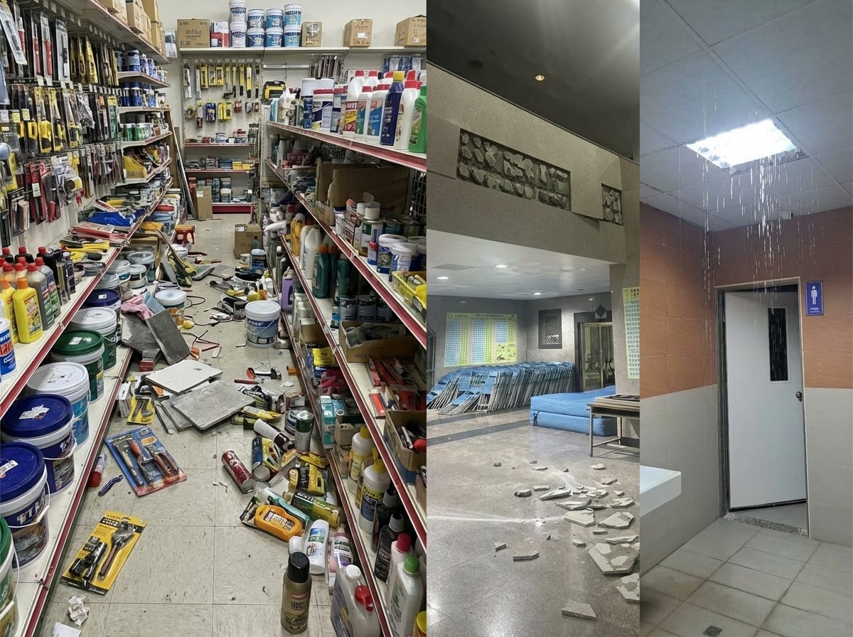 台東規模6.1地震！五金賣場商品掉滿地 台東體中天花板墜落水管破裂
