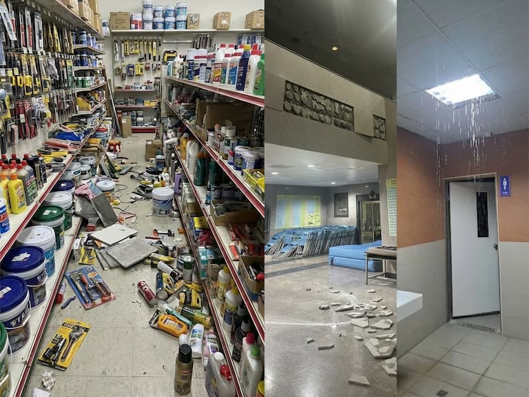 台東規模6.1地震！五金賣場商品掉滿地 台東體中天花板墜落水管破裂