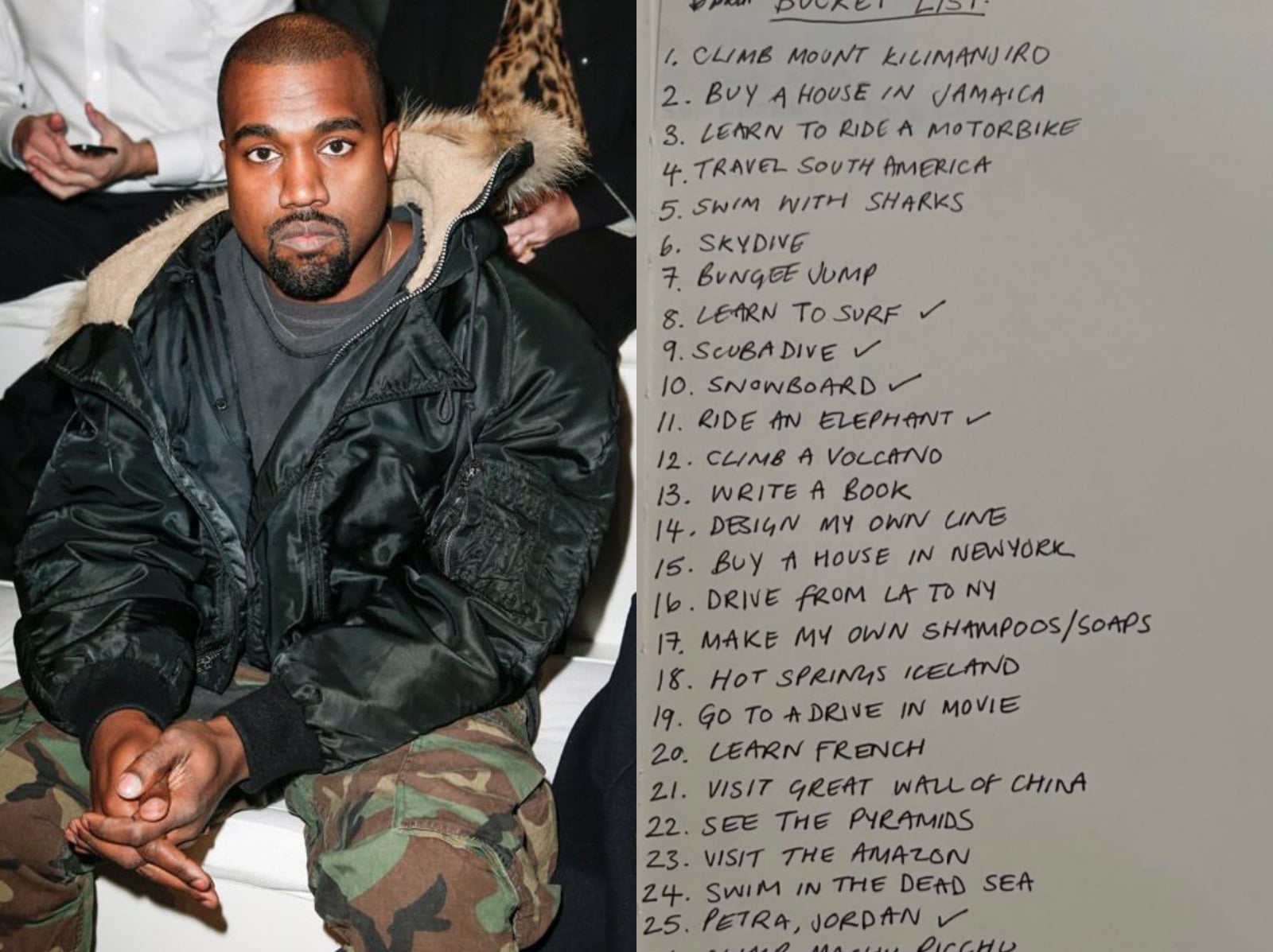 肯爺 Kanye West 人生清單瘋傳！攀吉力馬札羅山、學鋼管舞⋯本人親自澄清：「全是假的！」