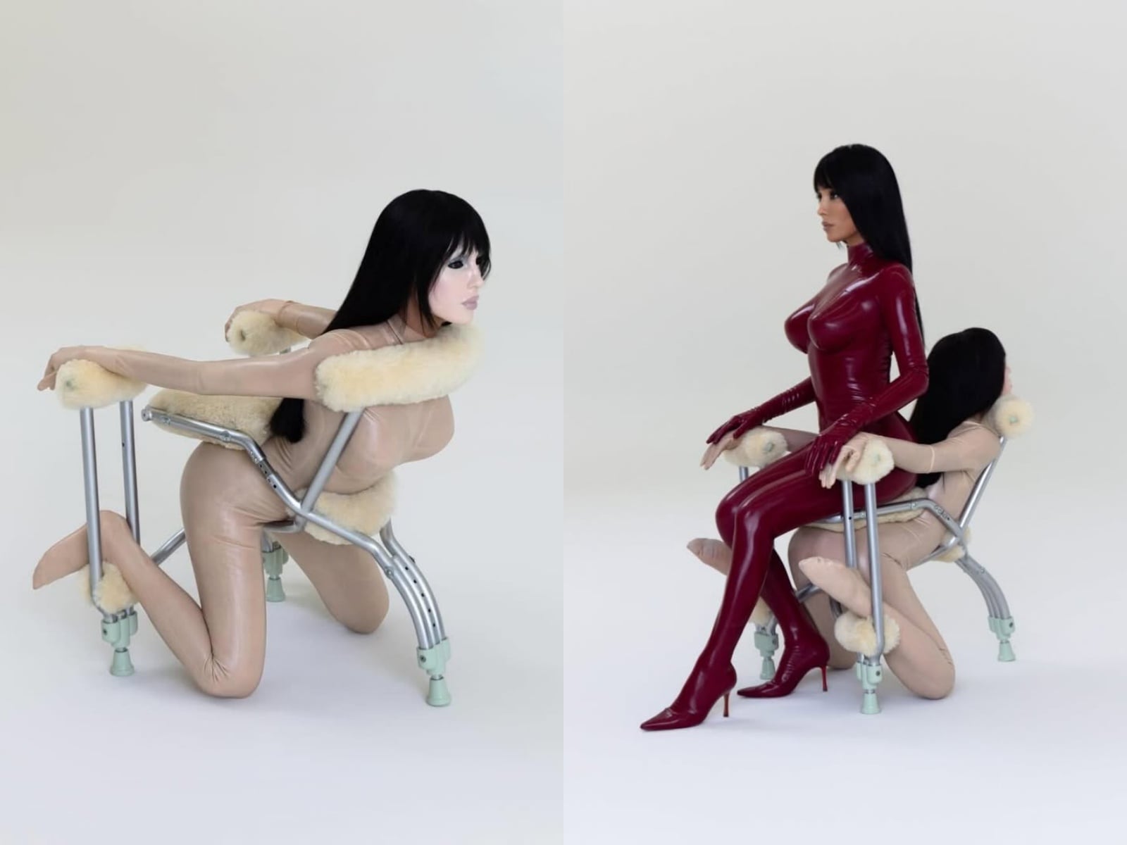 Kanye West 妻子 Bianca 首場表演藝術《BIO POP》炸裂！紅色乳膠連身衣搭「人體家具」引兩極討論！