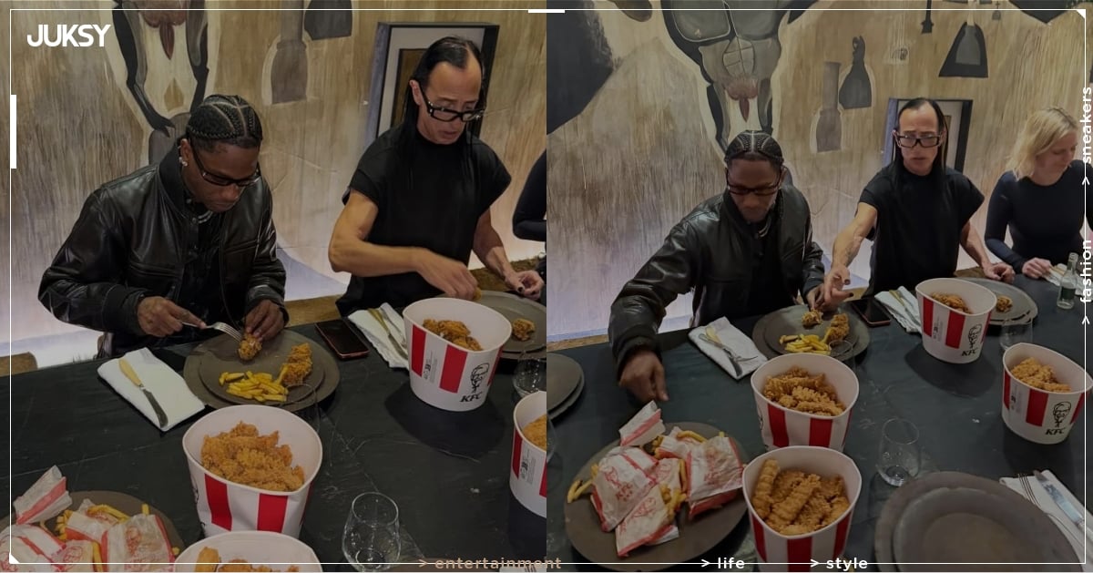 Travis Scott 分享跟 Rick Owens 一起吃肯德基炸雞桶！巴黎時裝周最有趣又反差的畫面誕生
