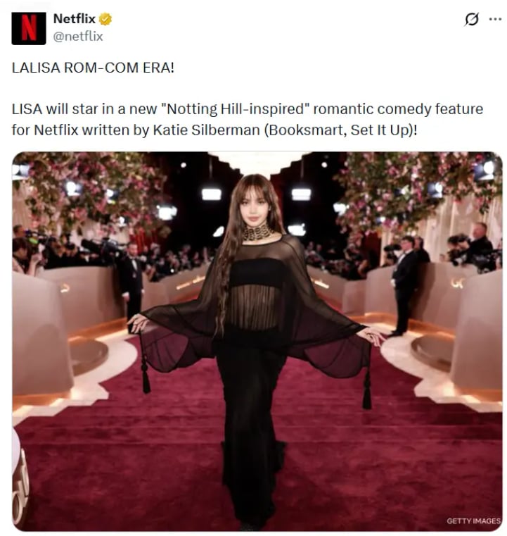 BLACKPINK Lisa 將出演致敬《新娘百分百》愛情電影！Netflix 宣布：「LALISA 浪漫時代！」