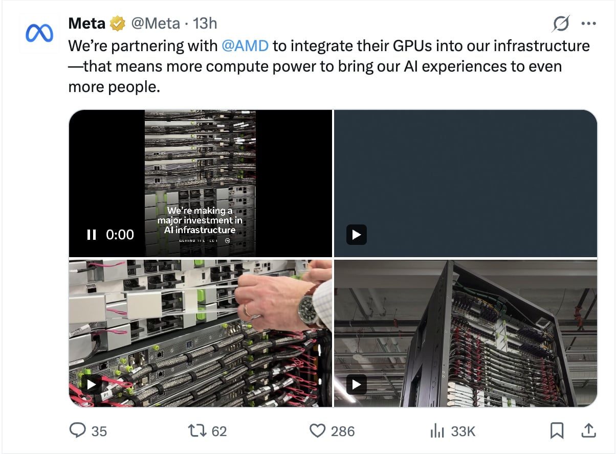 Meta 與 AMD 簽下百億美元大單！股價盤前暴衝至 14%！