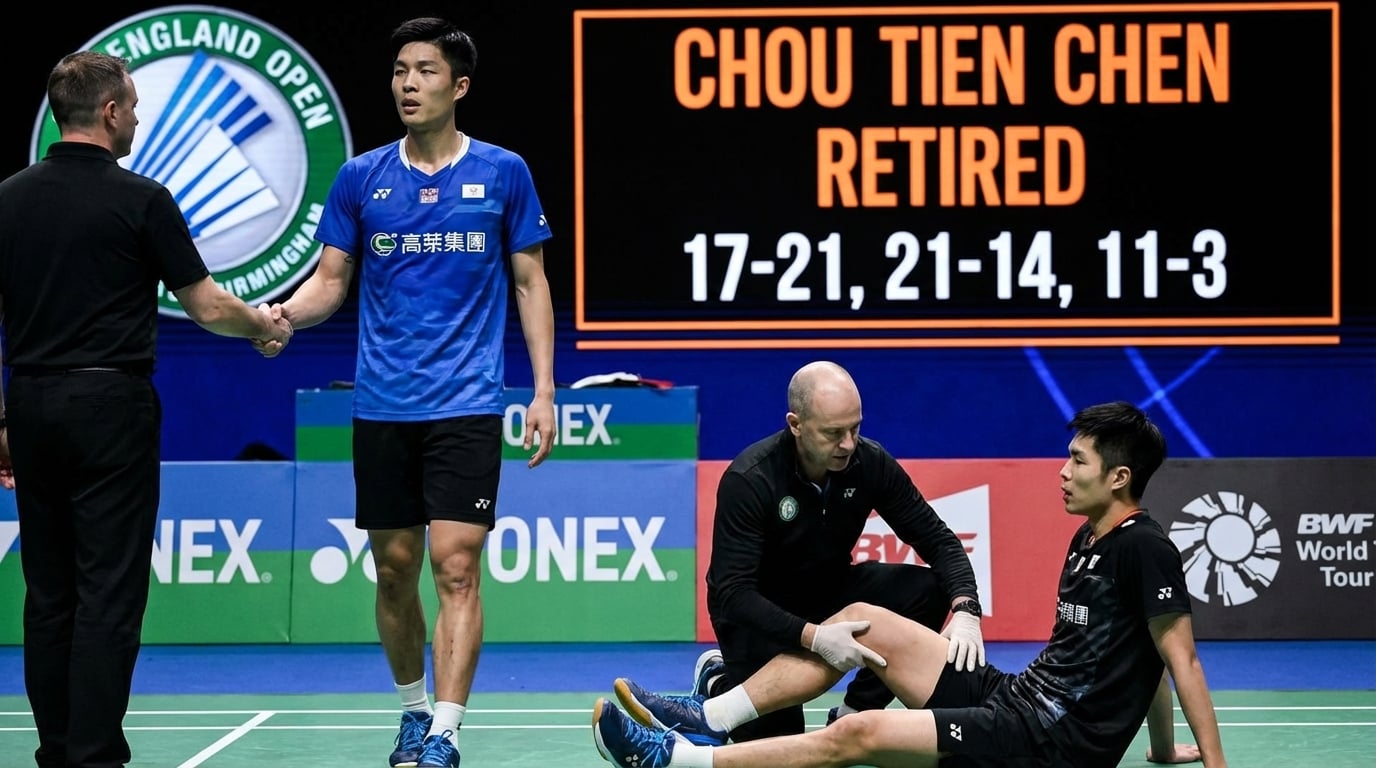 全英羽球公開賽台灣內戰！戚又仁大腿拉傷決勝局認輸！