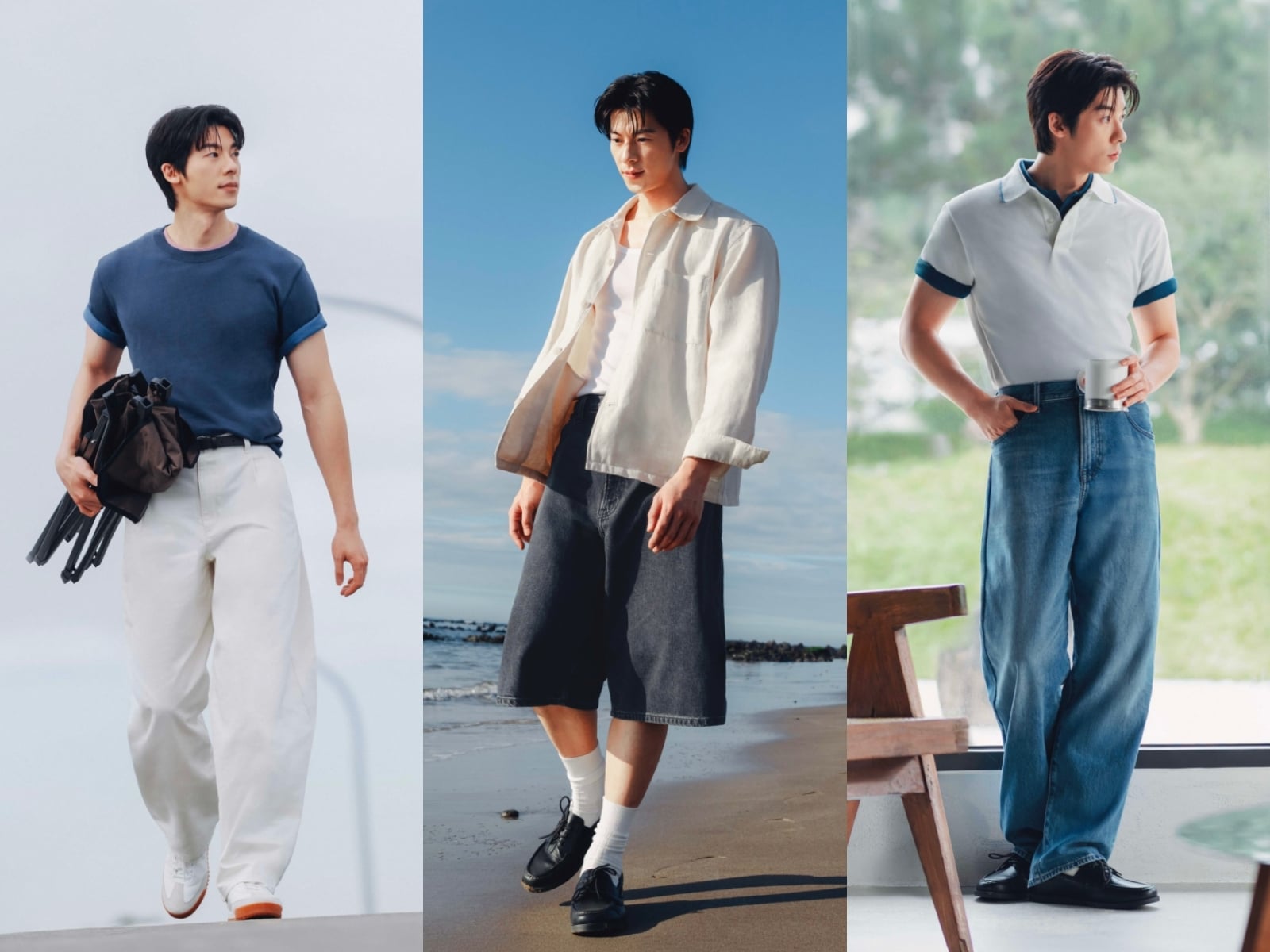 許光漢演繹 UNIQLO 2026 夏季穿搭！膝下寬版  Jorts 牛仔短褲掀新風潮、JW ANDERSON 聯名撞色 T 恤必收！