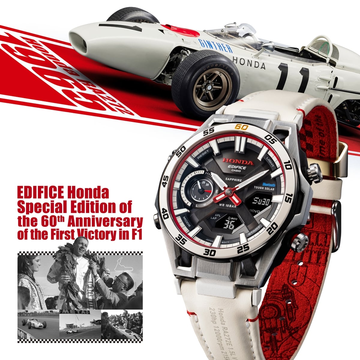 F1／CASIO × HONDA 聯名錶必收！RA272 傳奇賽車化身腕錶，紅白金配色、轉速表倒數計時器必看！