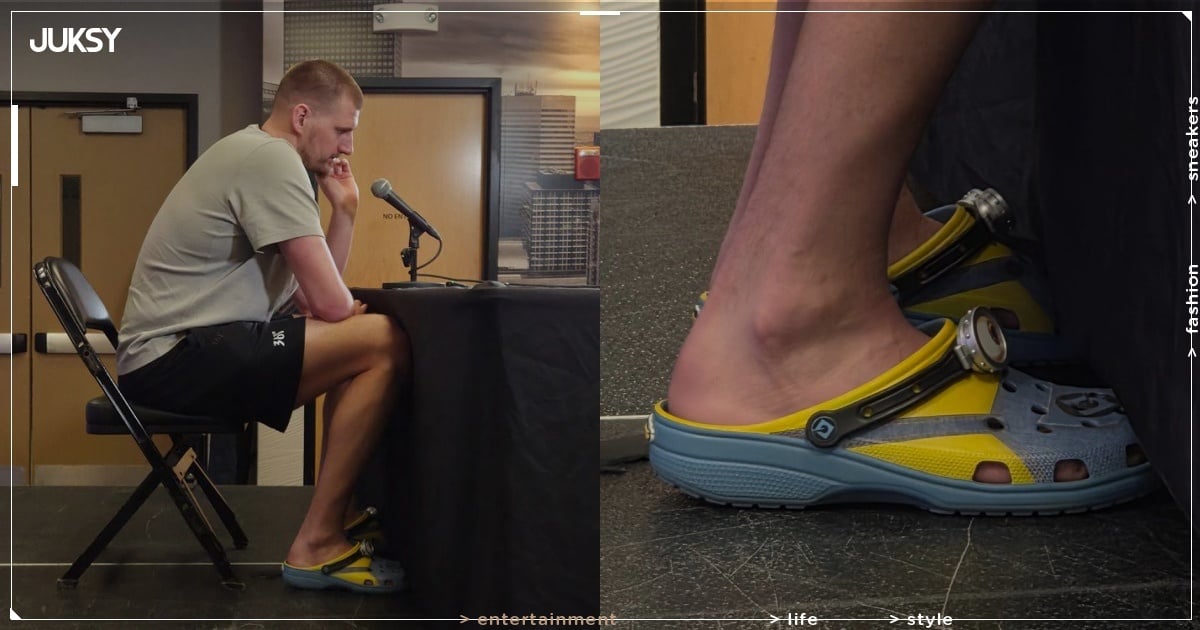 NBA／Nikola Jokic 穿「小小兵」洞洞鞋現身記者會！才剛狂轟 23+21+19 超級大三元！