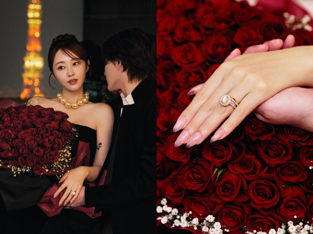 日本女藝人橋本甜歌婚戒閃爆全網！鑲嵌罕見鑽石配紅玫瑰，粉絲驚呼：「這根本童話故事！」